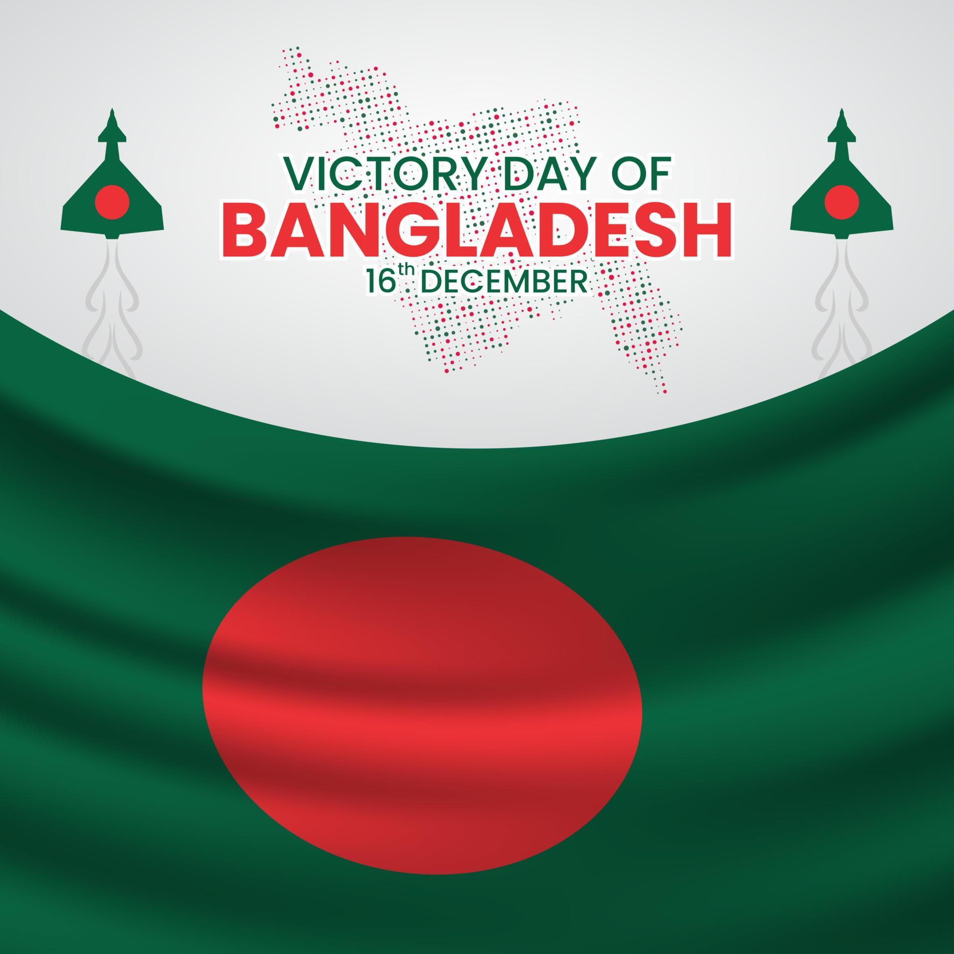 bangladesh victory day background with a halftone map and realistic flag vector